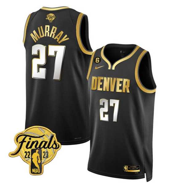 Men%27s Denver Nuggets #27 Jamal Murray Black 2023 Finals Collection With NO.6 Patch Stitched Basketball Jersey Dzhi->denver nuggets->NBA Jersey